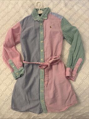 Ralph Lauren Pastel Striped Button-Front Shirt Dress